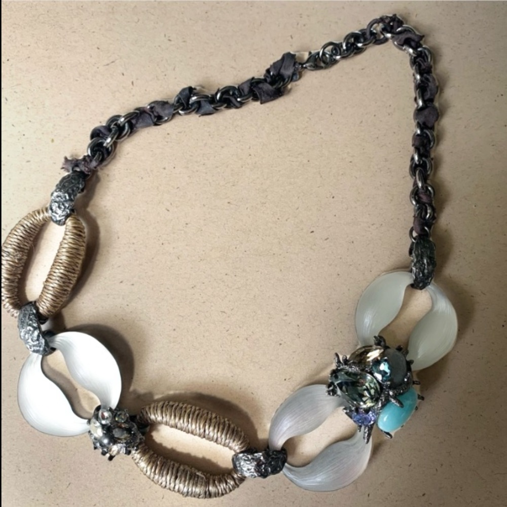 ALEXIS BITTAR • Rare Vintage Mixed Media Lucite Hemp Gemstone Crystal  Necklace - Picture 15 of 15